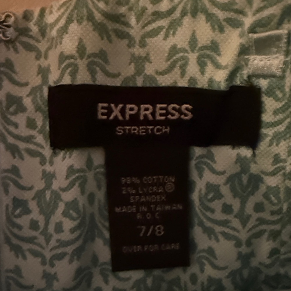 Express Teal Patterned Strapless Fitted Dress - image 2